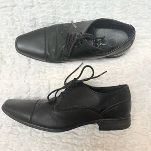 Calvin Klein Black Two Tone Cap Toe Oxford Dress Shoes Mens 7.5 Tuxedo